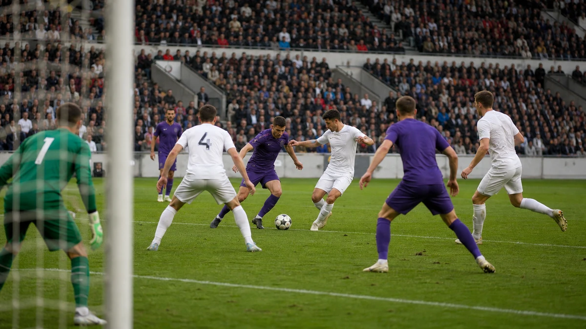 Spelmoment från en fotbollsmatch i Europa League.